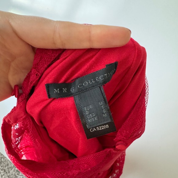 MNG Collection Lace Mini Dress Long Sleeve Button Back‎ Red Size 6 - Picture 3 of 7